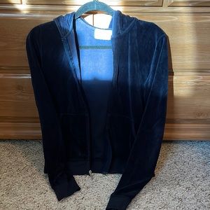 Vintage Juicy Couture Navy Velour Zip Tracksuit Jacket Sweatshirt